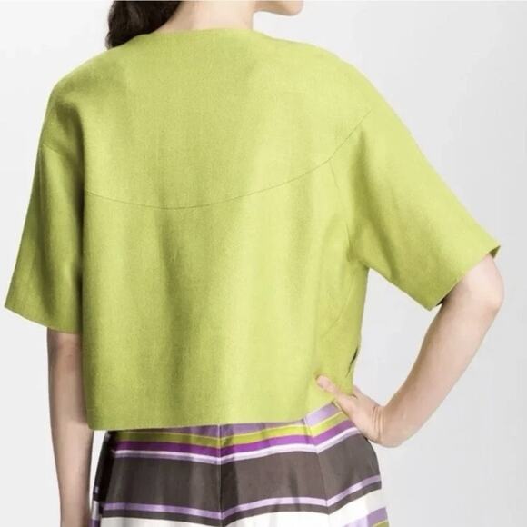 Kate Spade New York‎ Micah Cropped Blazer Jacket Moroccan Green Slub Boxy Size 8 - Picture 6 of 11
